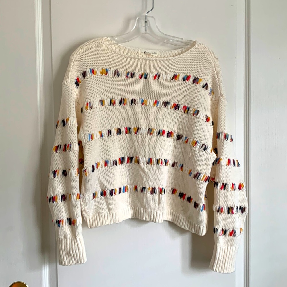 Lou & Grey Loft rainbow ribbon stitch sweater